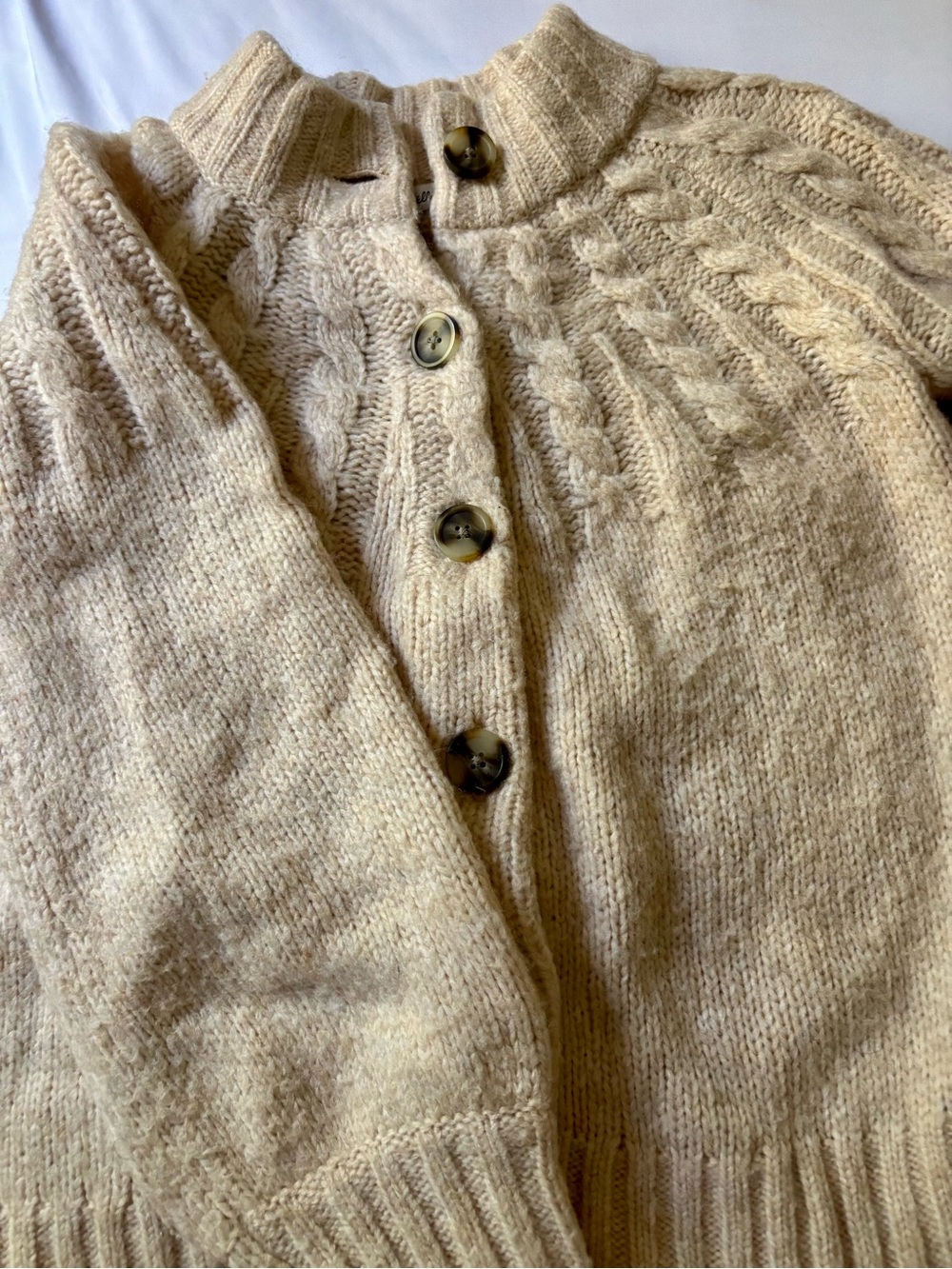 Madewell Cable-Knit Mock Neck Sweater in Cream